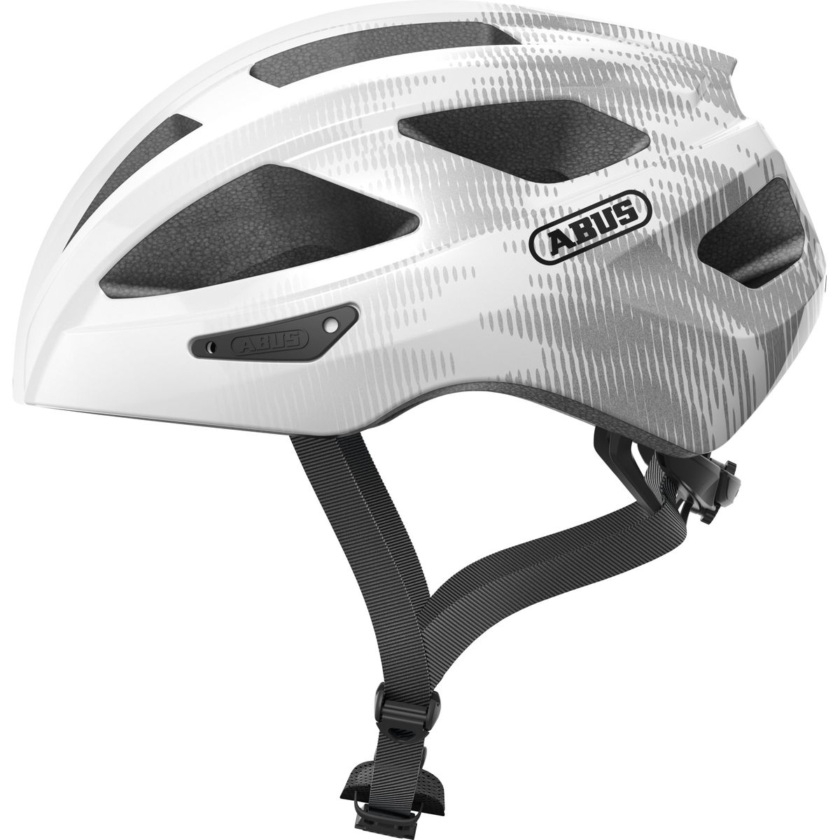 ABUS - Casco Bicicleta Macator Blanco Plata Talla L 58-62cm