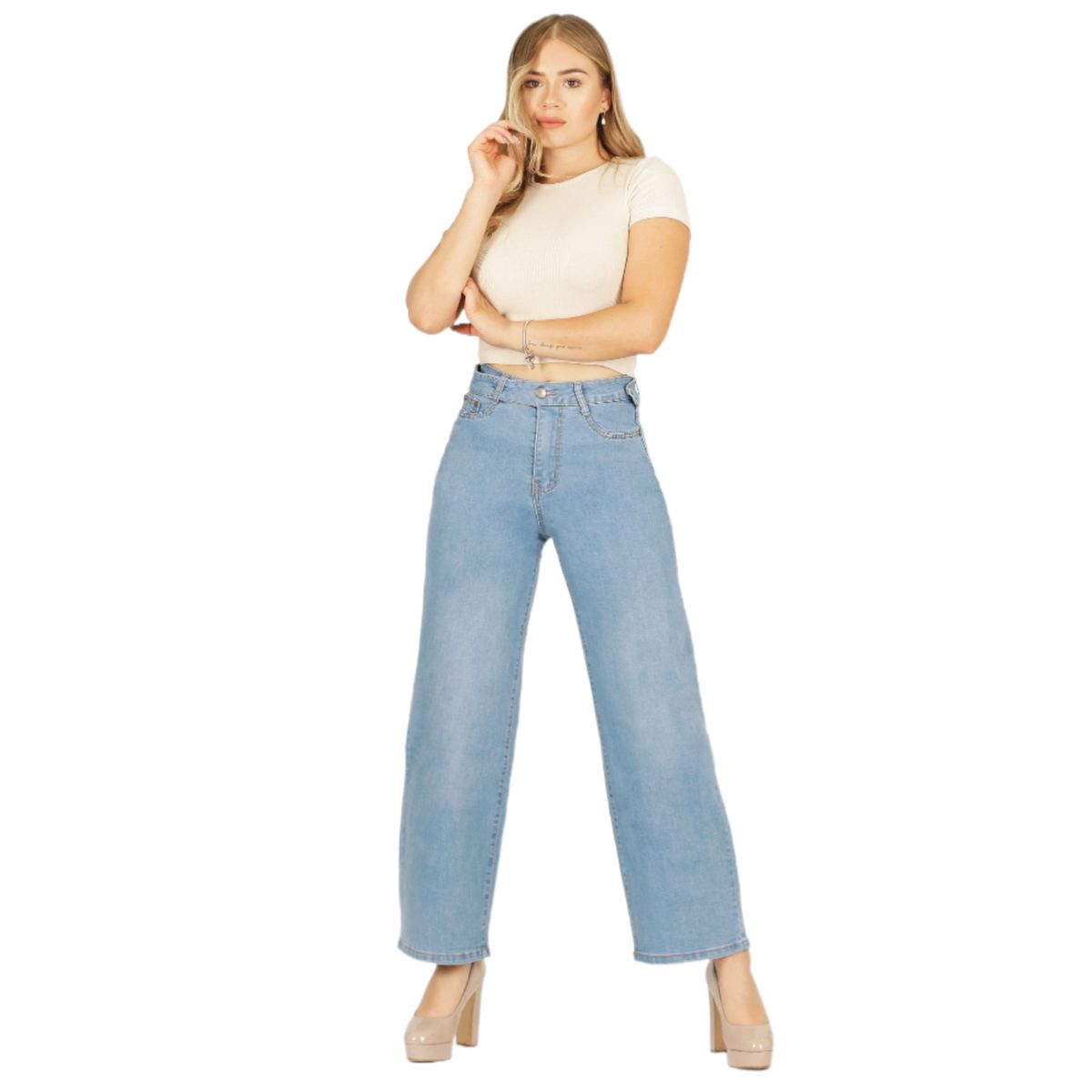 YASSNE - Jeans recto de Mujer un boton 25 Yassne