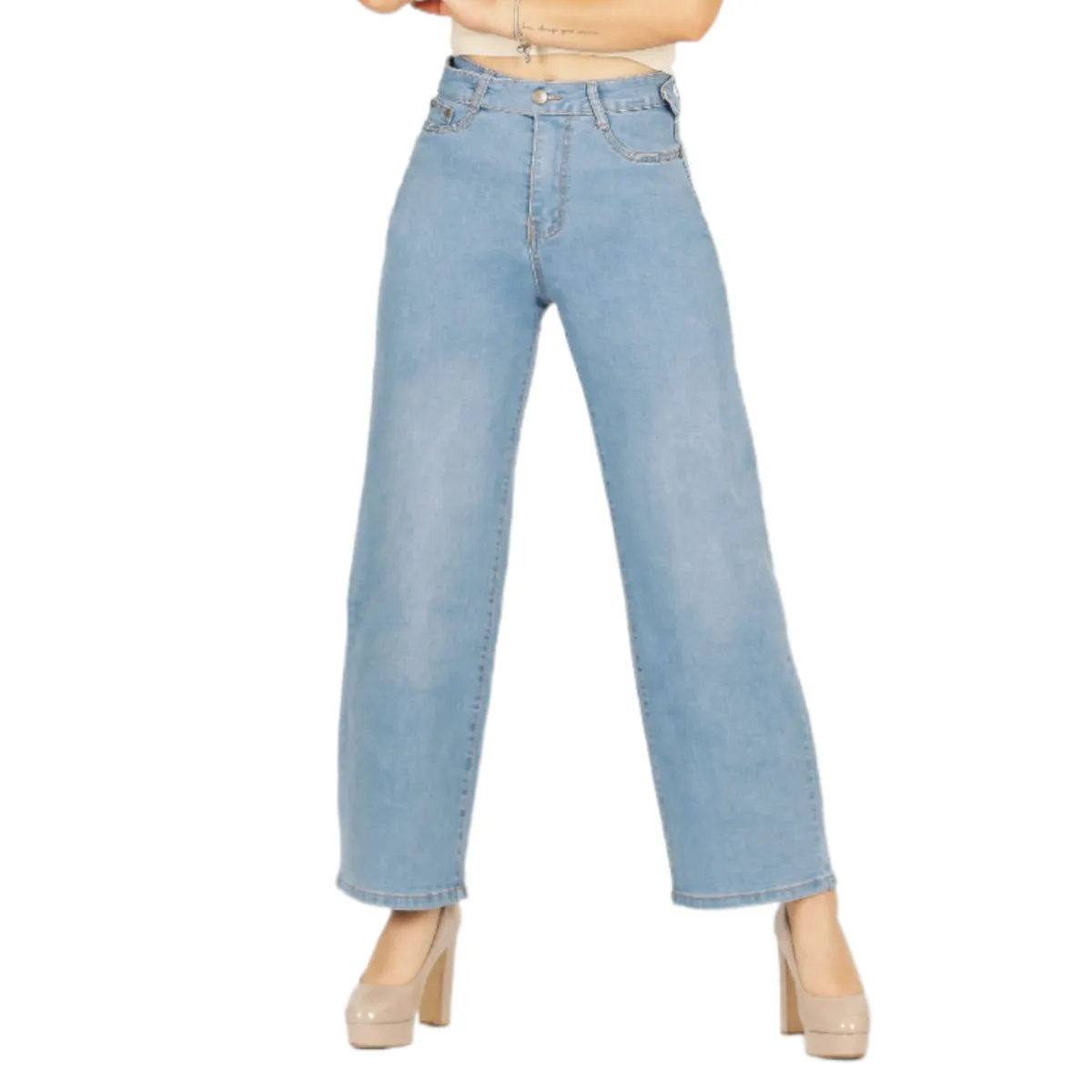 YASSNE - Jeans recto de Mujer un boton 25 Yassne