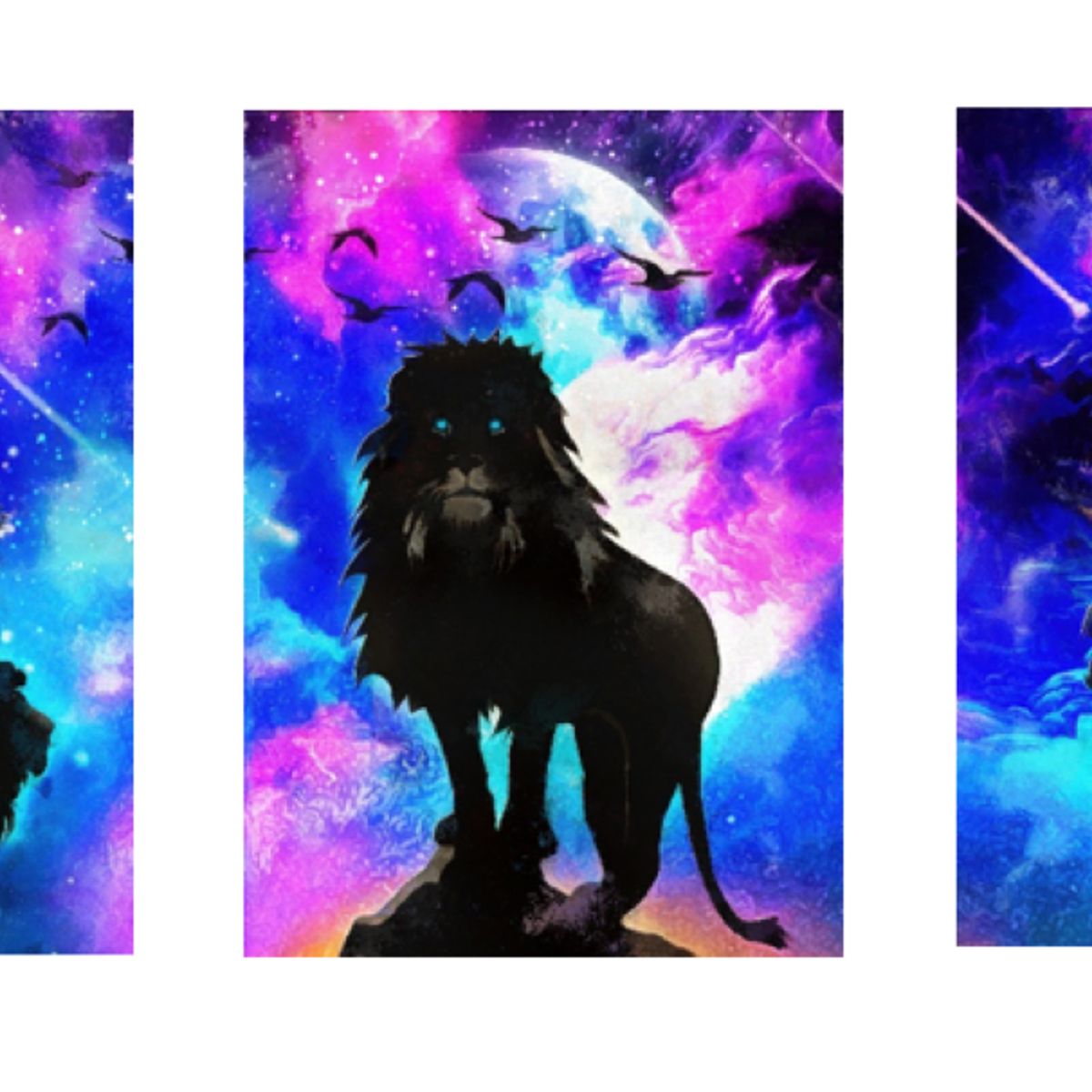 LOS REGALONES - Cuadro Canvas Imagen León Aurora en lienzo Pack X3 Uds 30x50cm Cu