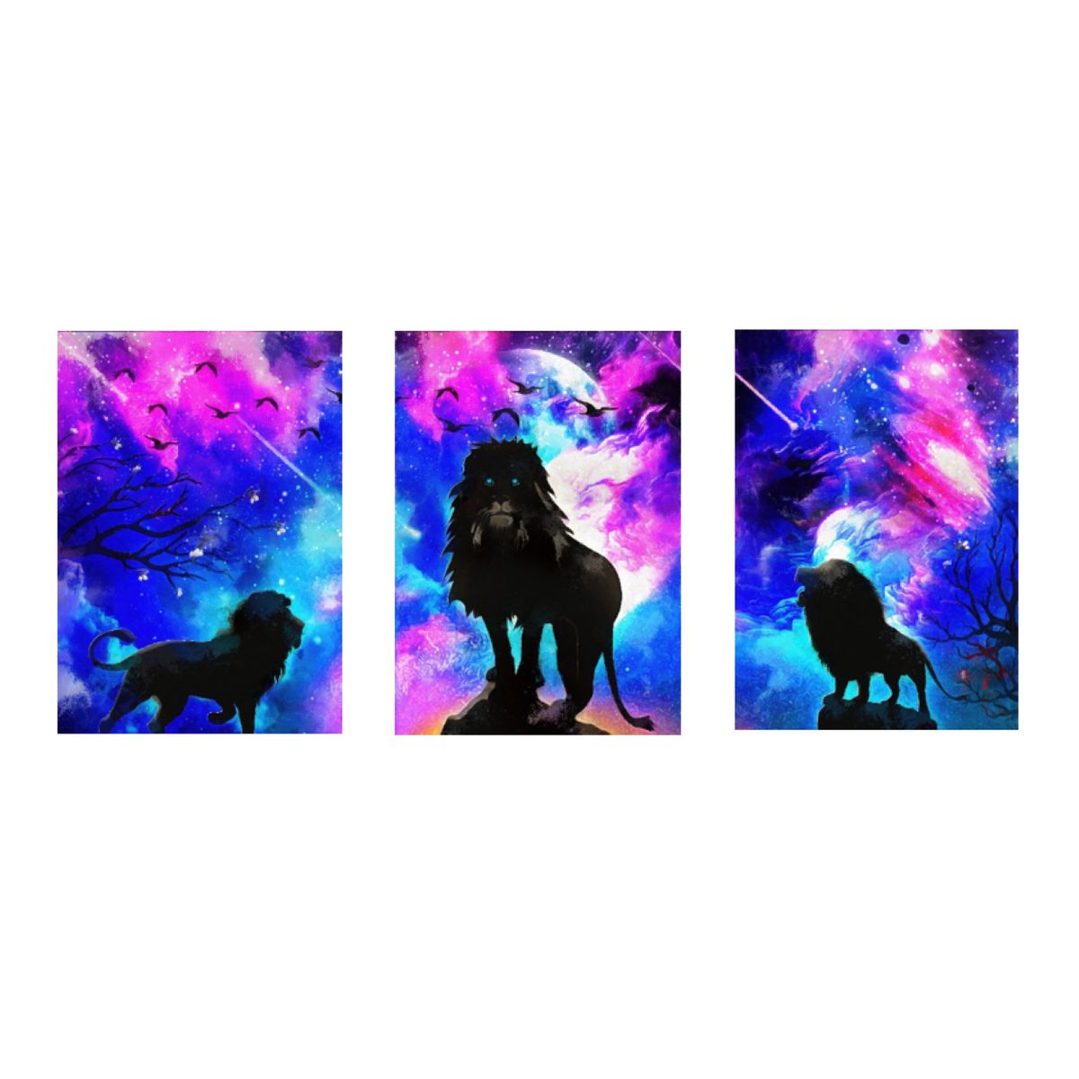 LOS REGALONES - Cuadro Canvas Imagen León Aurora en lienzo Pack X3 Uds 30x50cm Cu