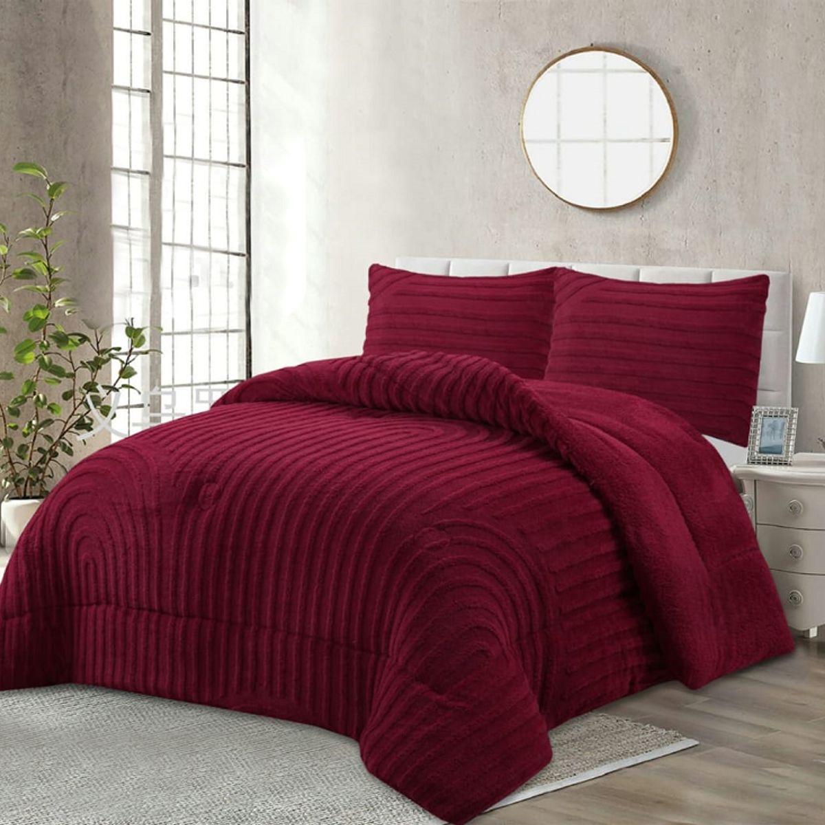 GENERICO - CUBRECAMA  INVIERNO SHERPA 2 PLAZAS BURDEO