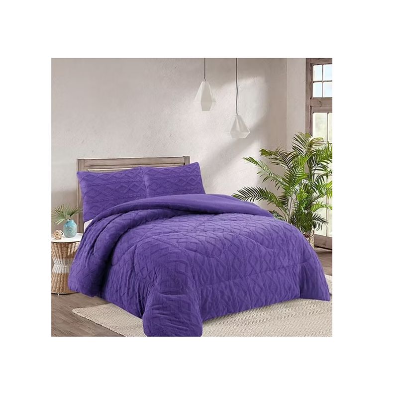 GENERICO - CUBRECAMA TRENZADO INVIERNO 2 PLAZAS MORADO