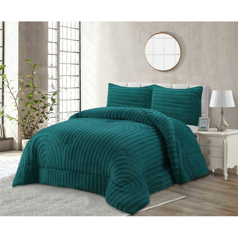 GENERICO - CUBRECAMA  INVIERNO SHERPA 2 PLAZAS AZUL