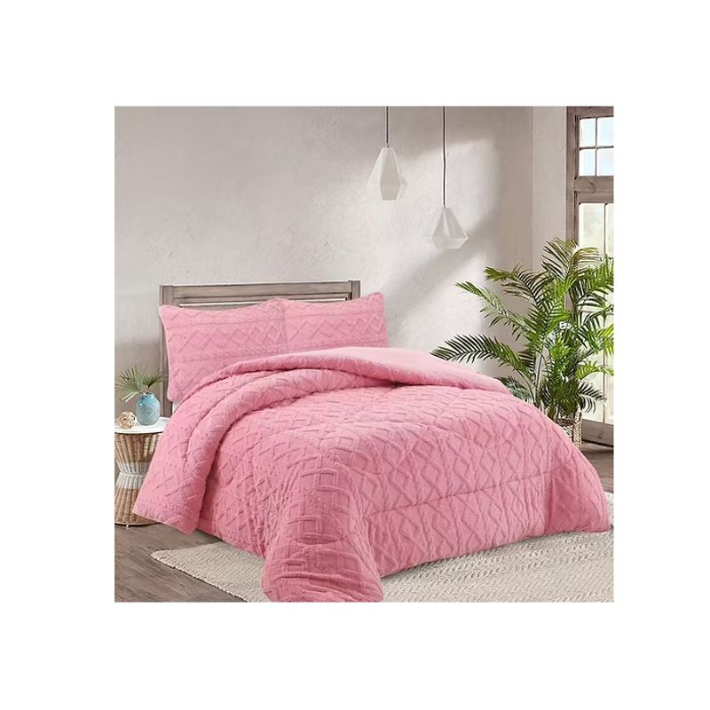 GENERICO - CUBRECAMA TRENZADO INVIERNO 2 PLAZAS ROSA
