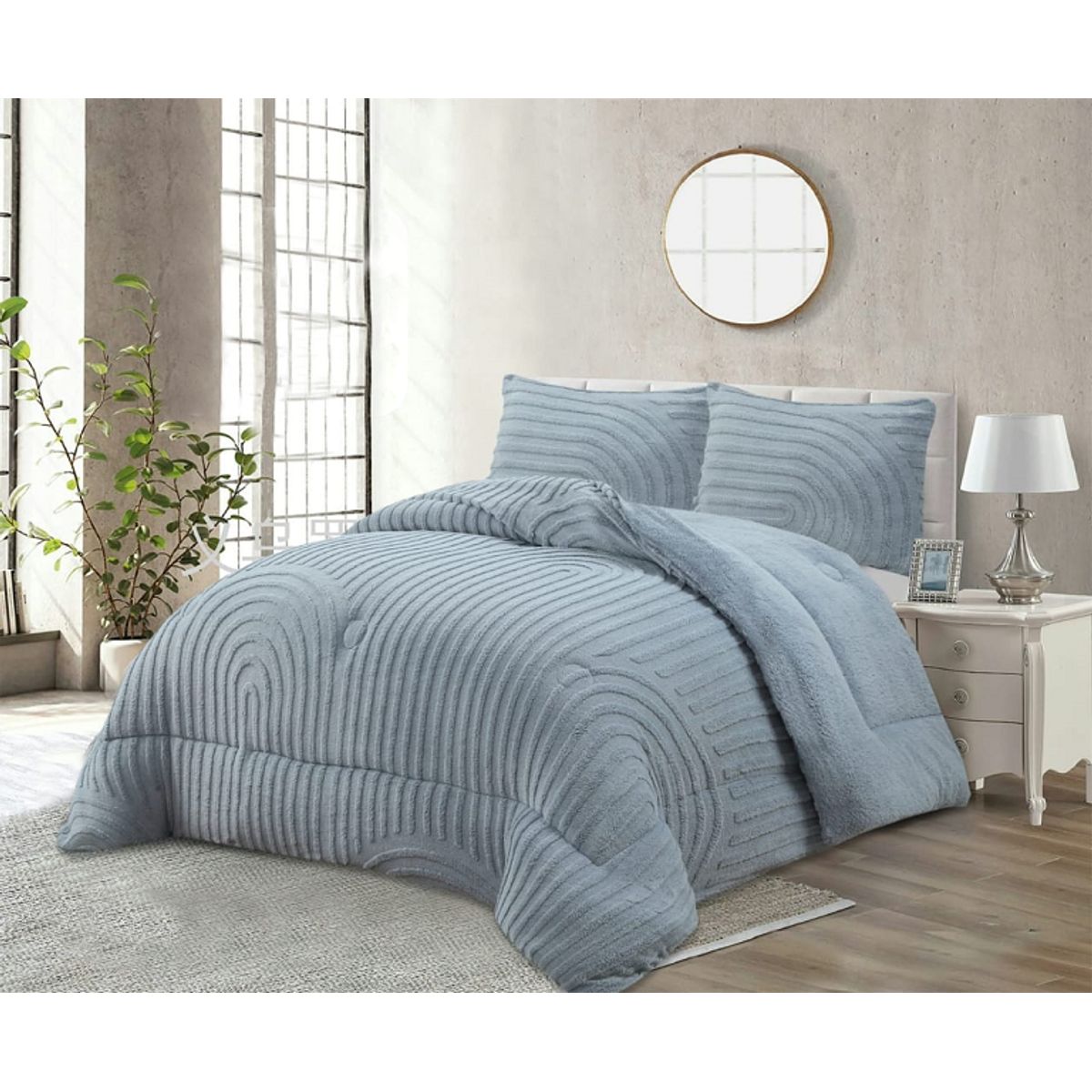 GENERICO - CUBRECAMA  INVIERNO SHERPA 2 PLAZAS CELESTE