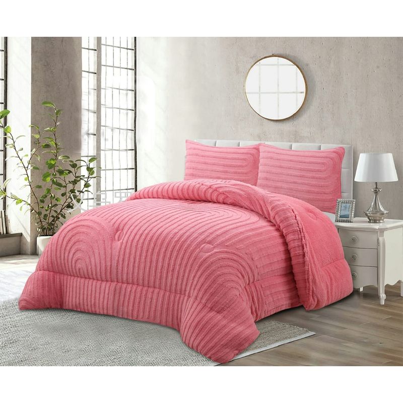 GENERICO - CUBRECAMA  INVIERNO SHERPA 2 PLAZAS ROSA