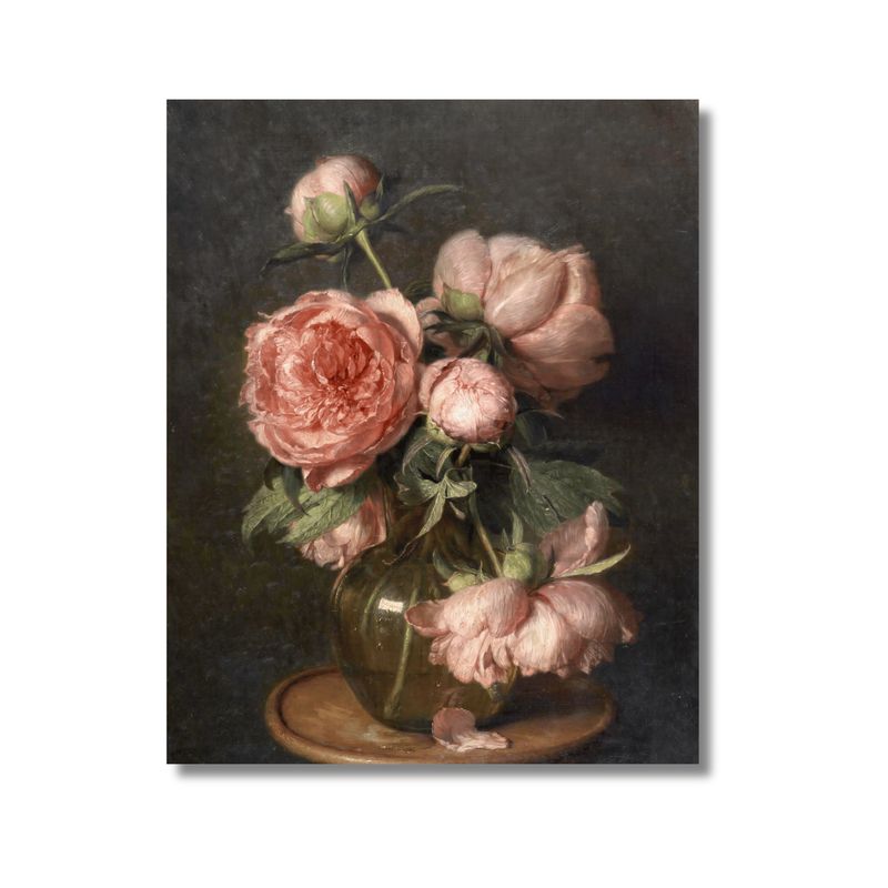 LOS REGALONES - Cuadro Canvas Peonías Rosas Melancólicas lienzo 40x50cm Vintage