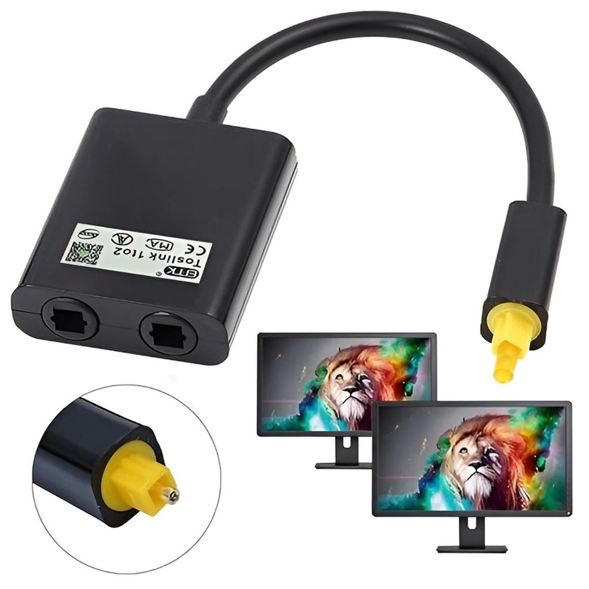 EON - Splitter Optico Fibra Toslink Digital 1 En 2 Salida De Audio