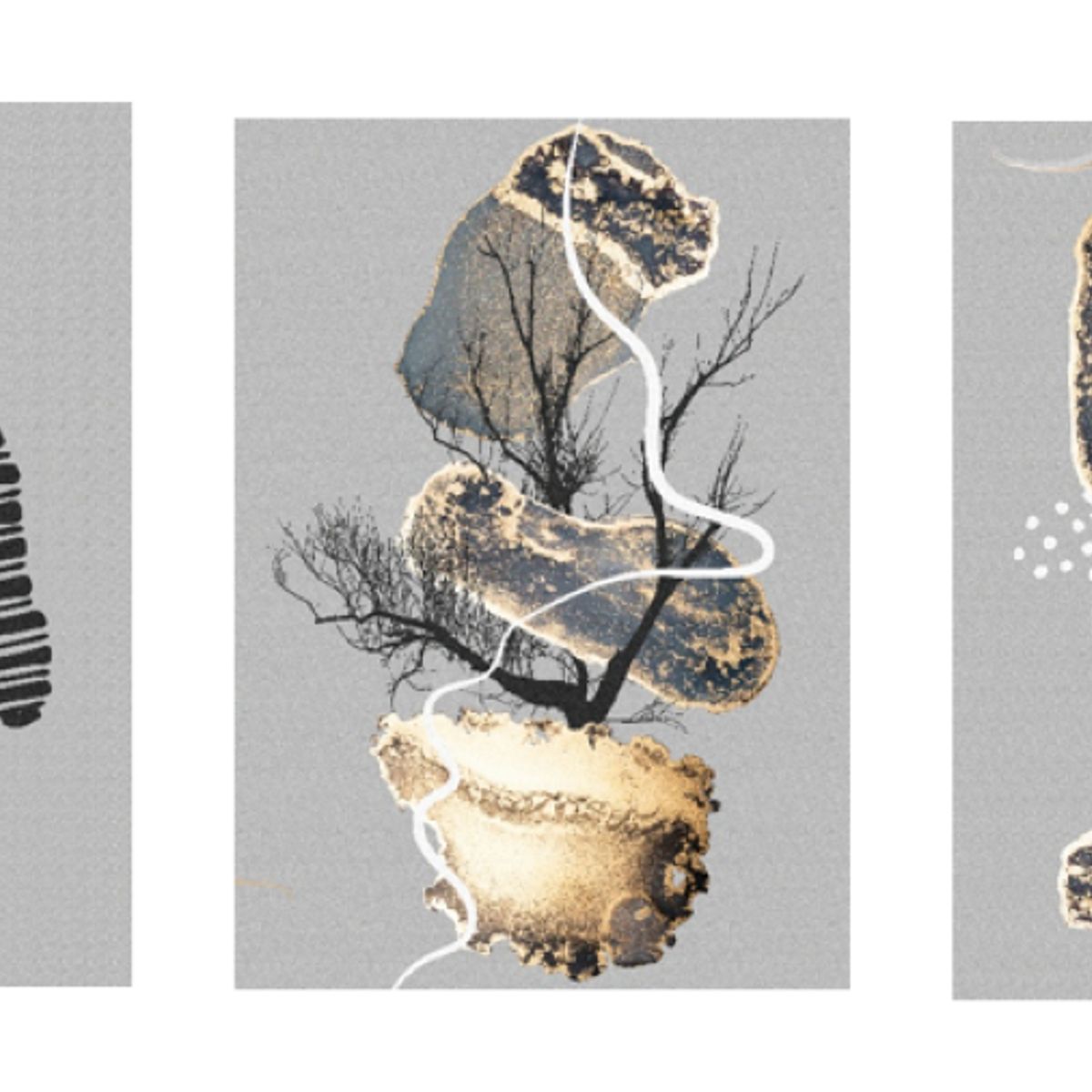 LOS REGALONES - Cuadro Canvas Imagen Abstracto Arbol en lienzo Pack X3 Uds 30x50cm Cu