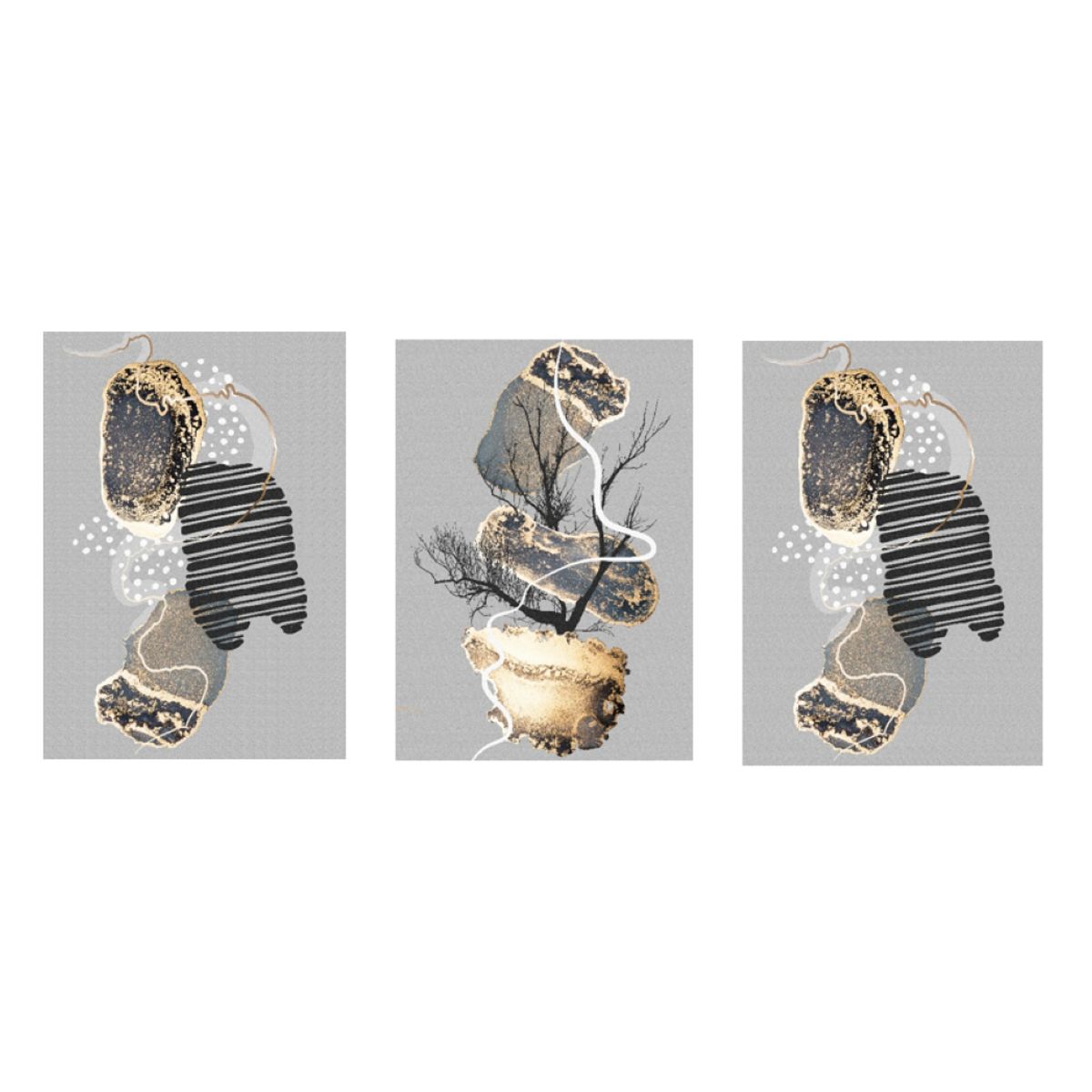 LOS REGALONES - Cuadro Canvas Imagen Abstracto Arbol en lienzo Pack X3 Uds 30x50cm Cu