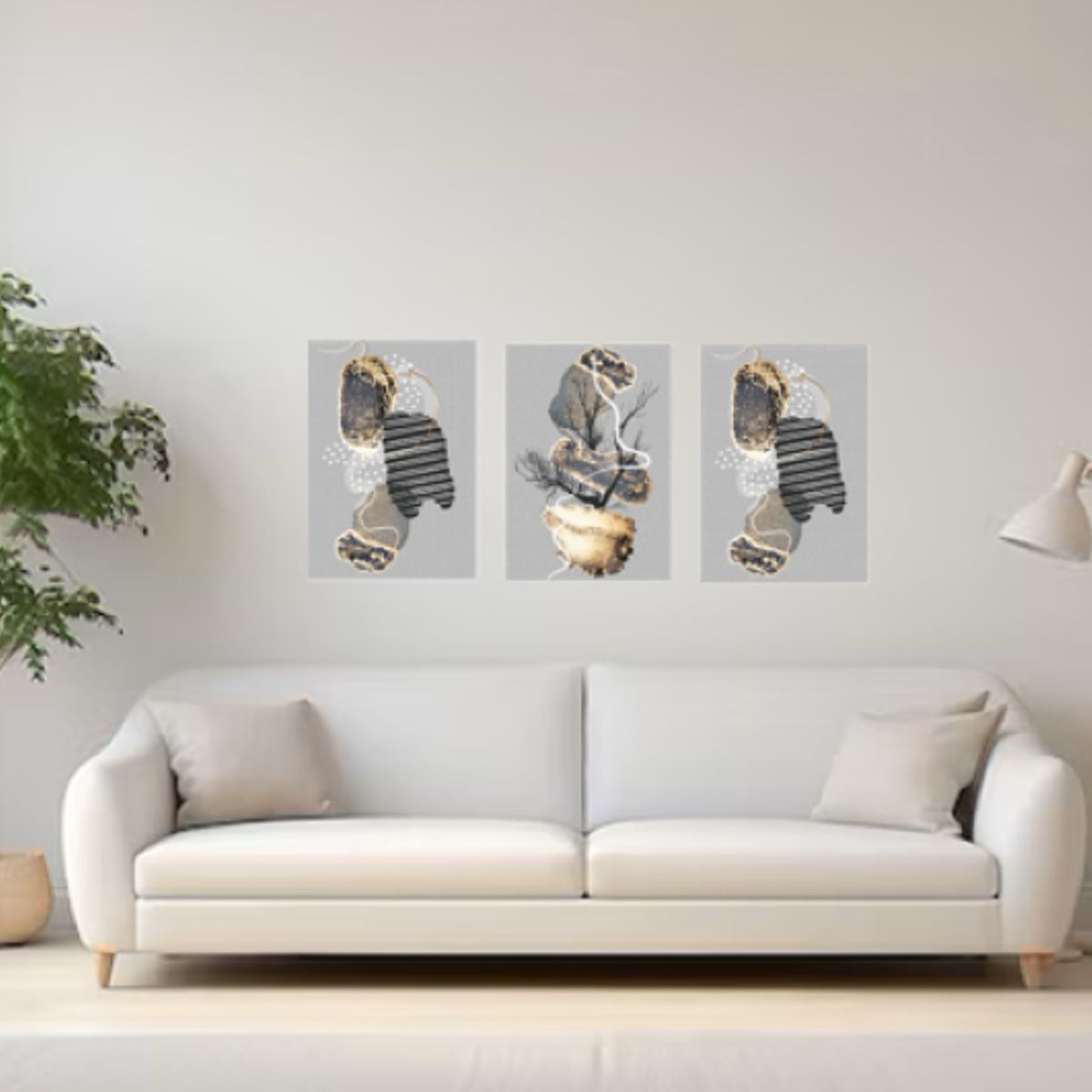 LOS REGALONES - Cuadro Canvas Imagen Abstracto Arbol en lienzo Pack X3 Uds 30x50cm Cu