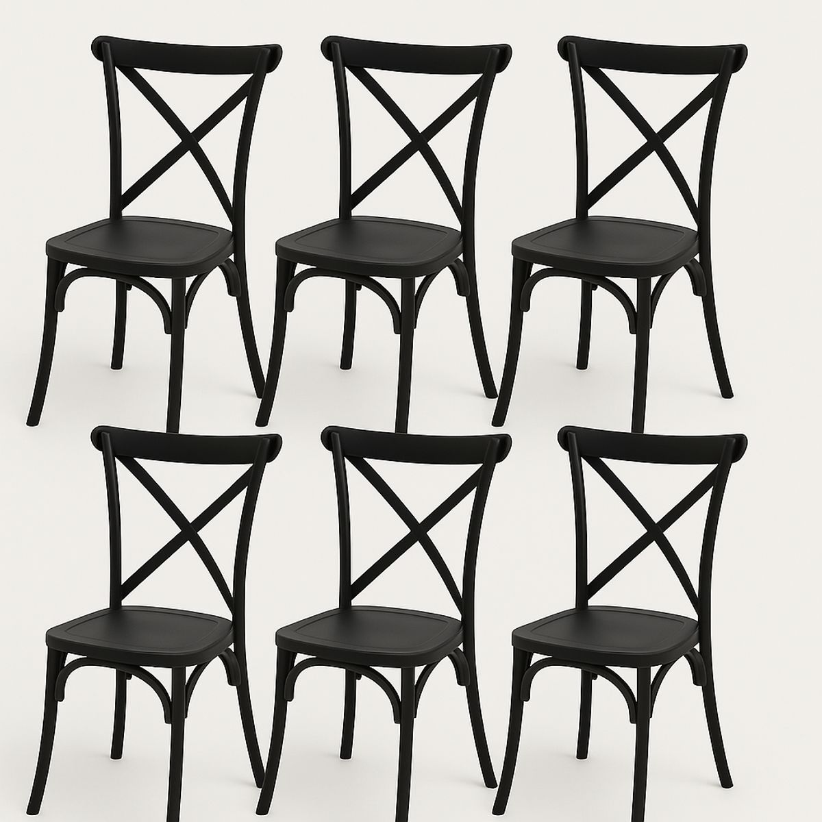 MOBOI - Pack 6 Sillas Crossback Negra Apilable