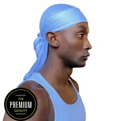 GENERICO - Gorro Tipo Bandana De Seda Y Poliéster Durag Rag Tail Du rag CELESTE