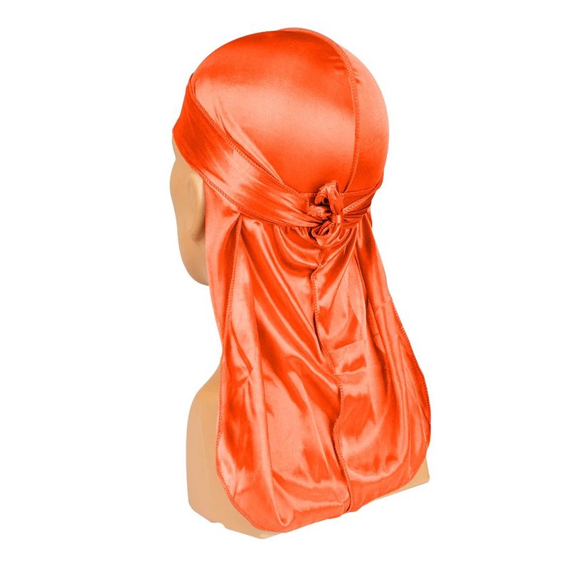 GENERICO - Gorro Tipo Bandana De Seda Y Poliéster Durag Rag Tail Du rag NARANJO