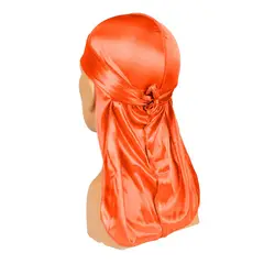 GENERICO - Gorro Tipo Bandana De Seda Y Poliéster Durag Rag Tail Du rag NARANJO