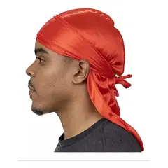 GENERICO - Gorro Tipo Bandana De Seda Y Poliéster Durag Rag Tail Du rag ROJO