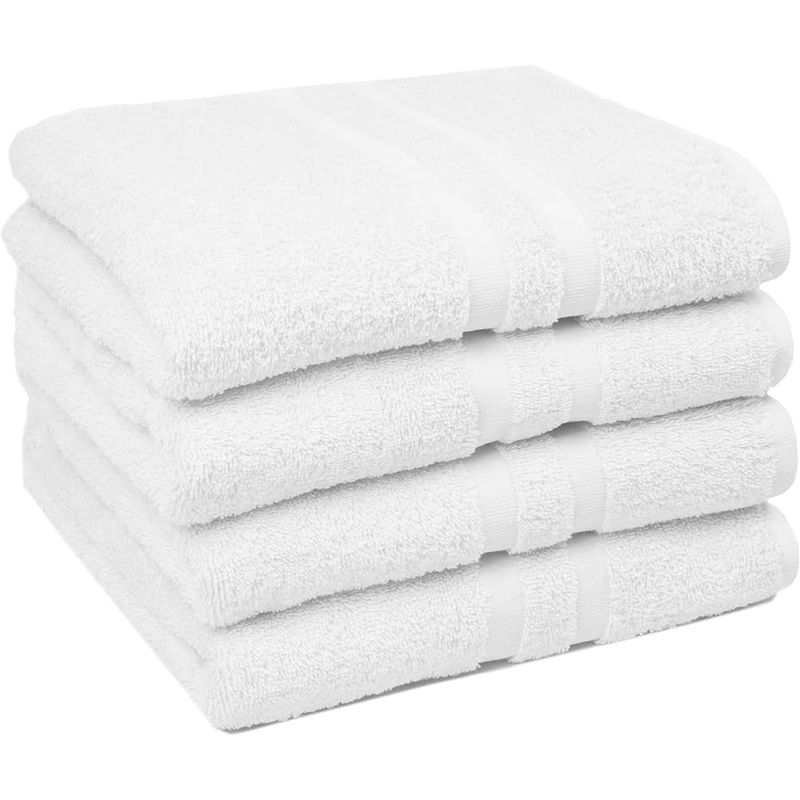 IUNIK - Pack X4 Toallas De Ducha Blancas 100% Baño Algodón