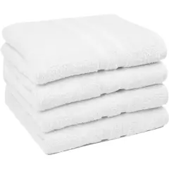 IUNIK - Pack X4 Toallas De Ducha Blancas 100% Baño Algodón
