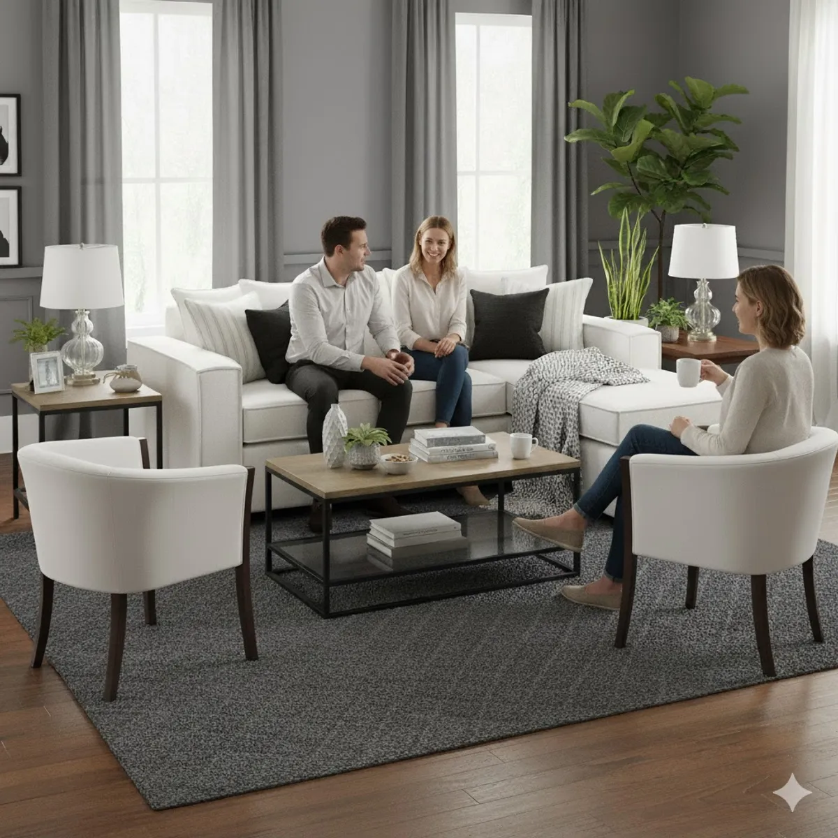 SITIAL HOME - Living 311 Havana Blanco crudo Seccional con resortes + 2 sitiales