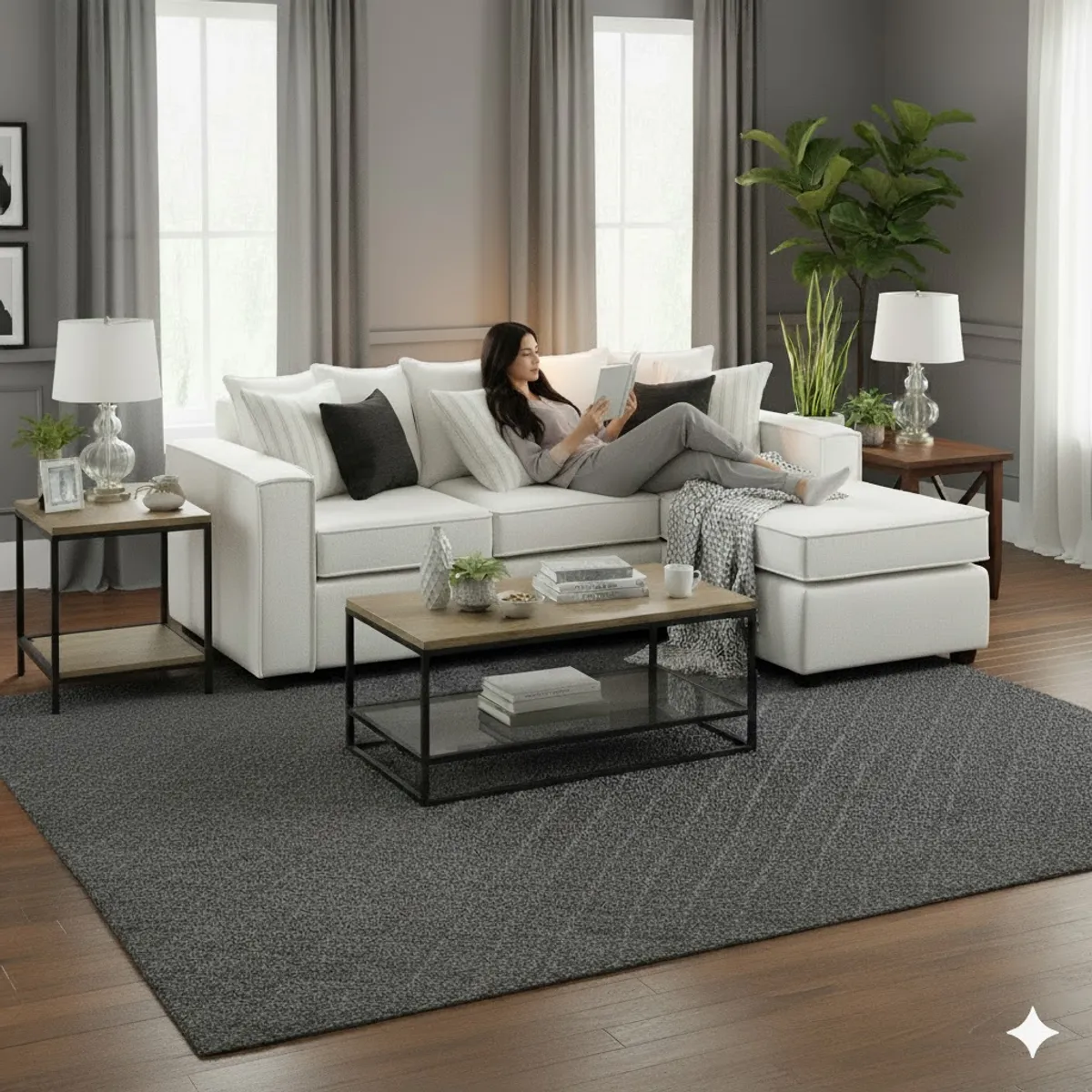 SITIAL HOME - Living 311 Havana Blanco crudo Seccional con resortes + 2 sitiales