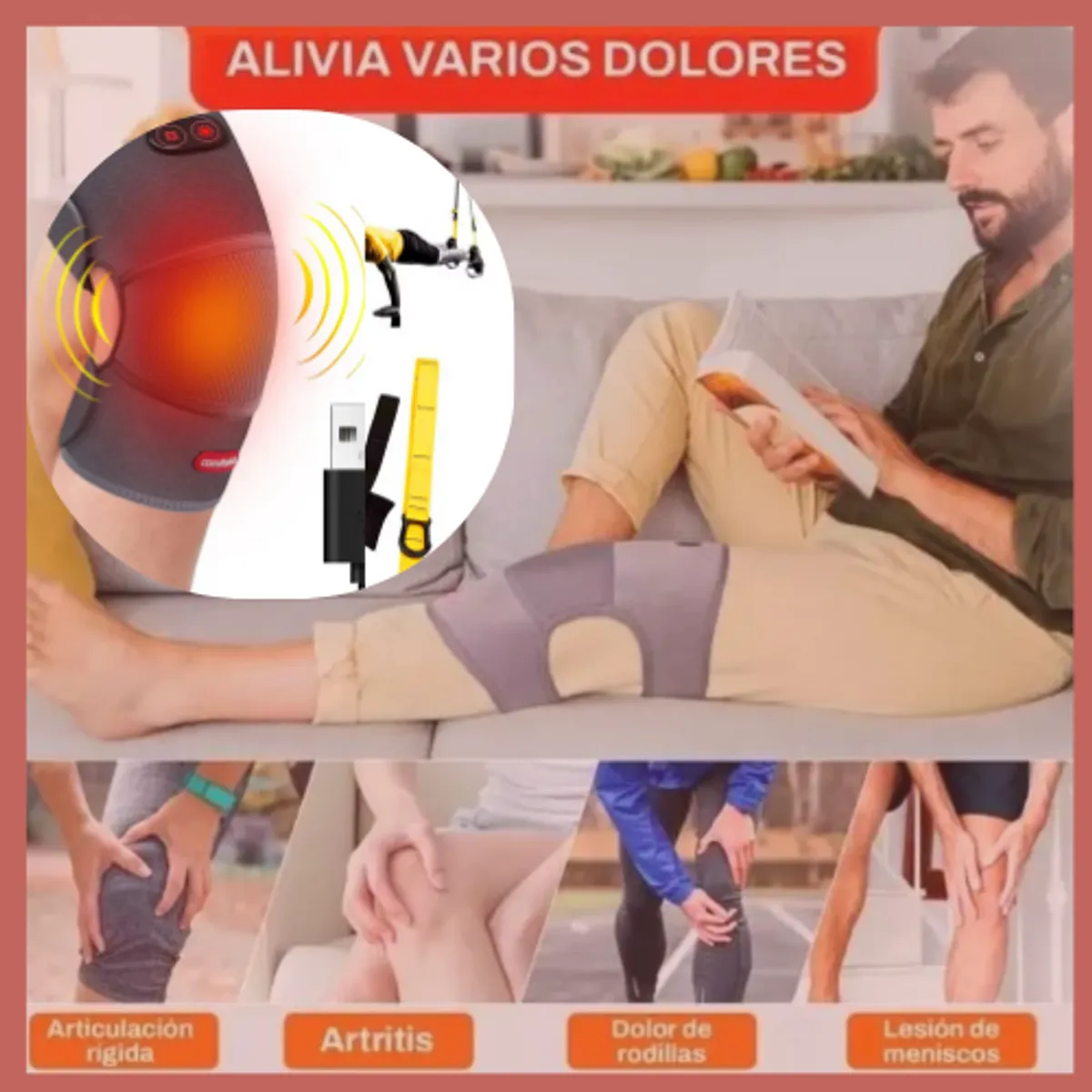 MOVI - Rodillera 2 en 1 con calefacción y masaje para dolores