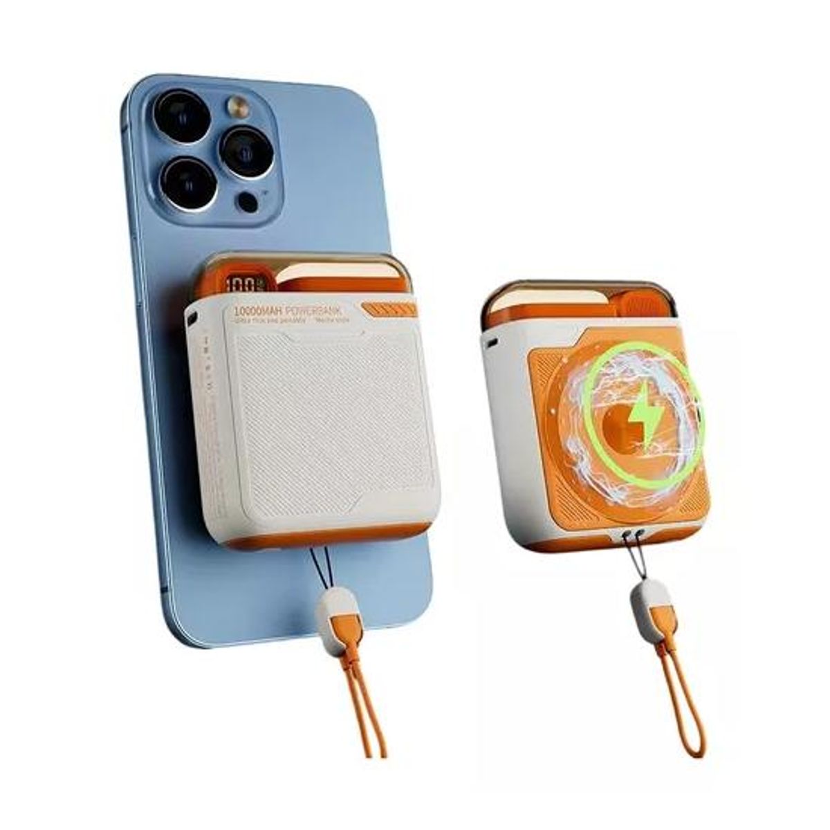 GENERICO - Cargador inalámbrico magnético 10000mAh Power Bank 225W color naranja