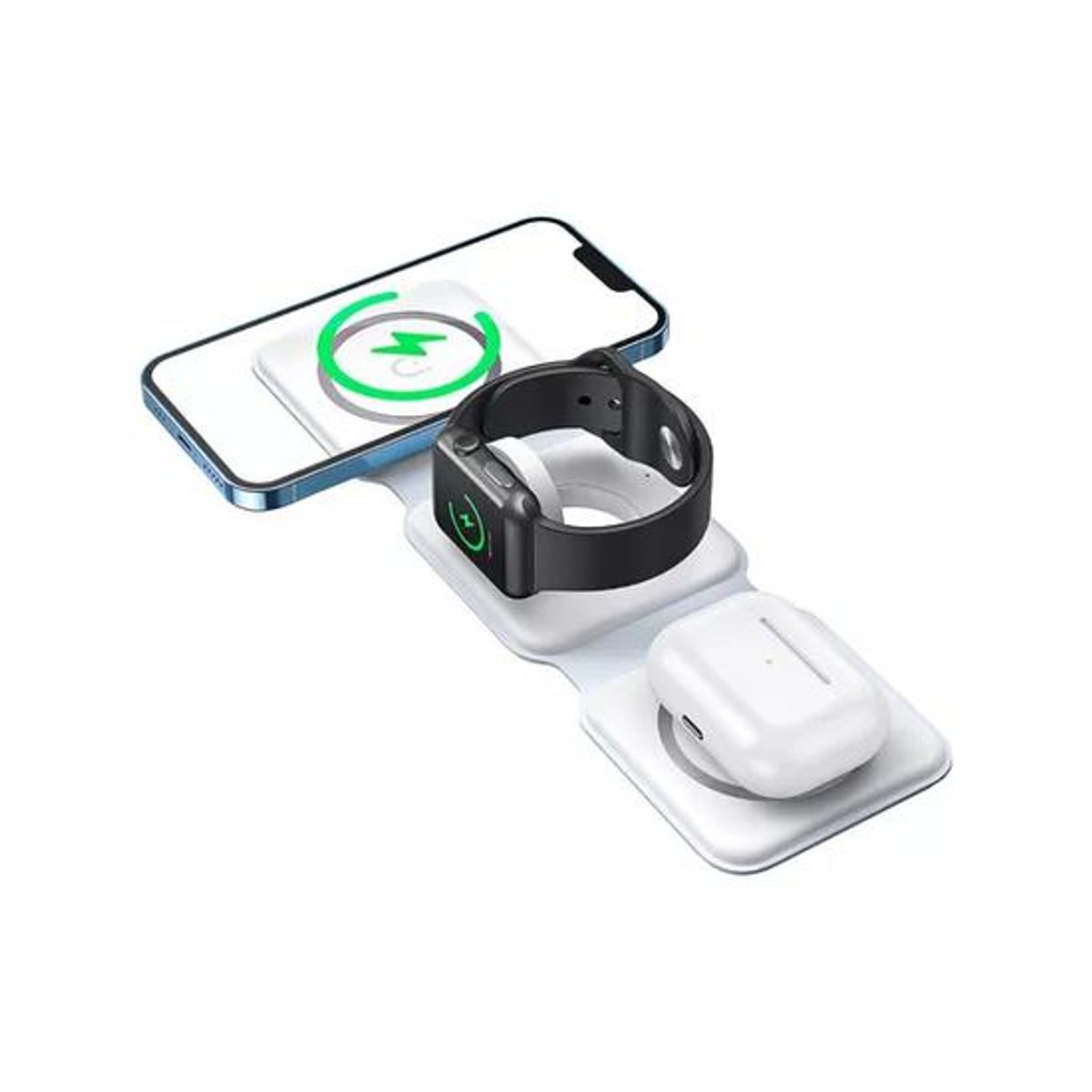 GENERICO - Cargador rápido inalámbrico 3 en 1 color blanco