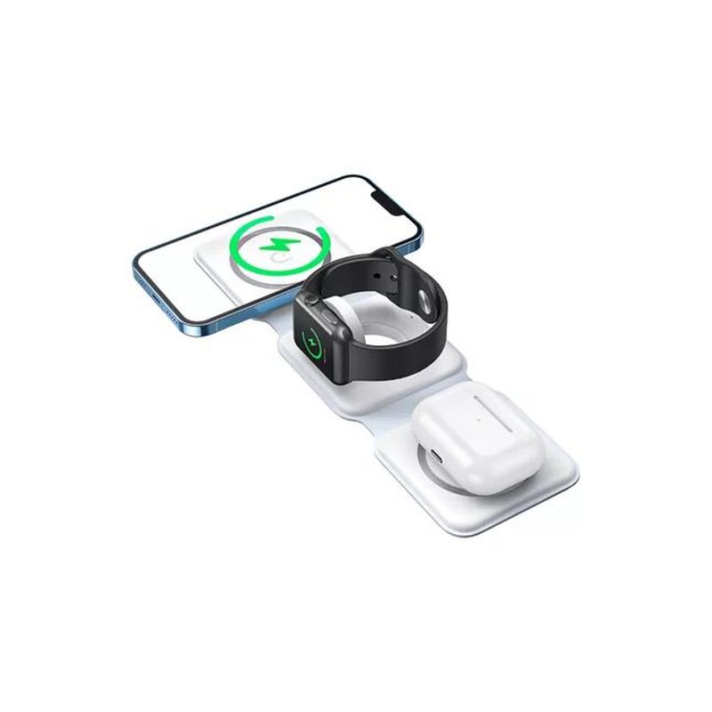 GENERICO - Cargador rápido inalámbrico 3 en 1 color blanco