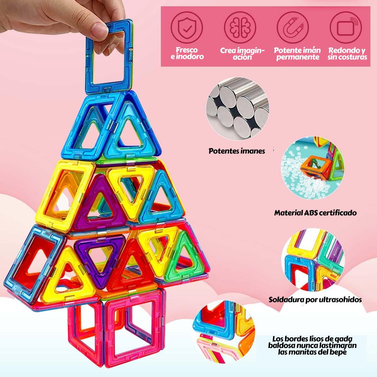 GENERICO - 46 Piezas Juego Bloques Magnéticos 3D Creativos Para Niños