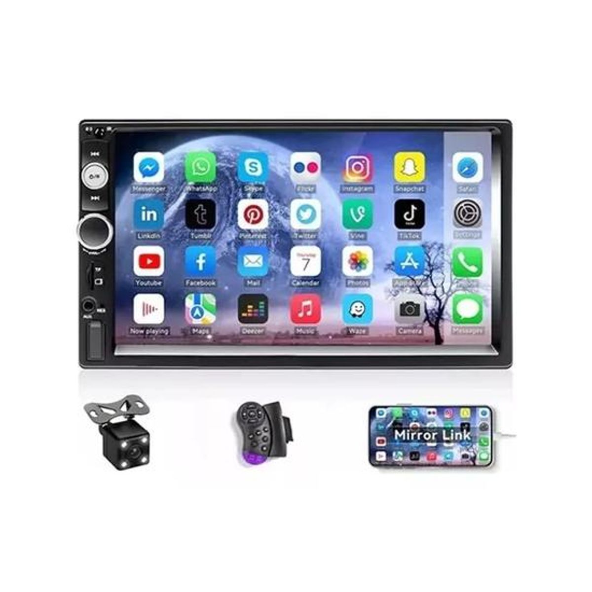 GENERICO - Radio para auto cámara retroceso color negro