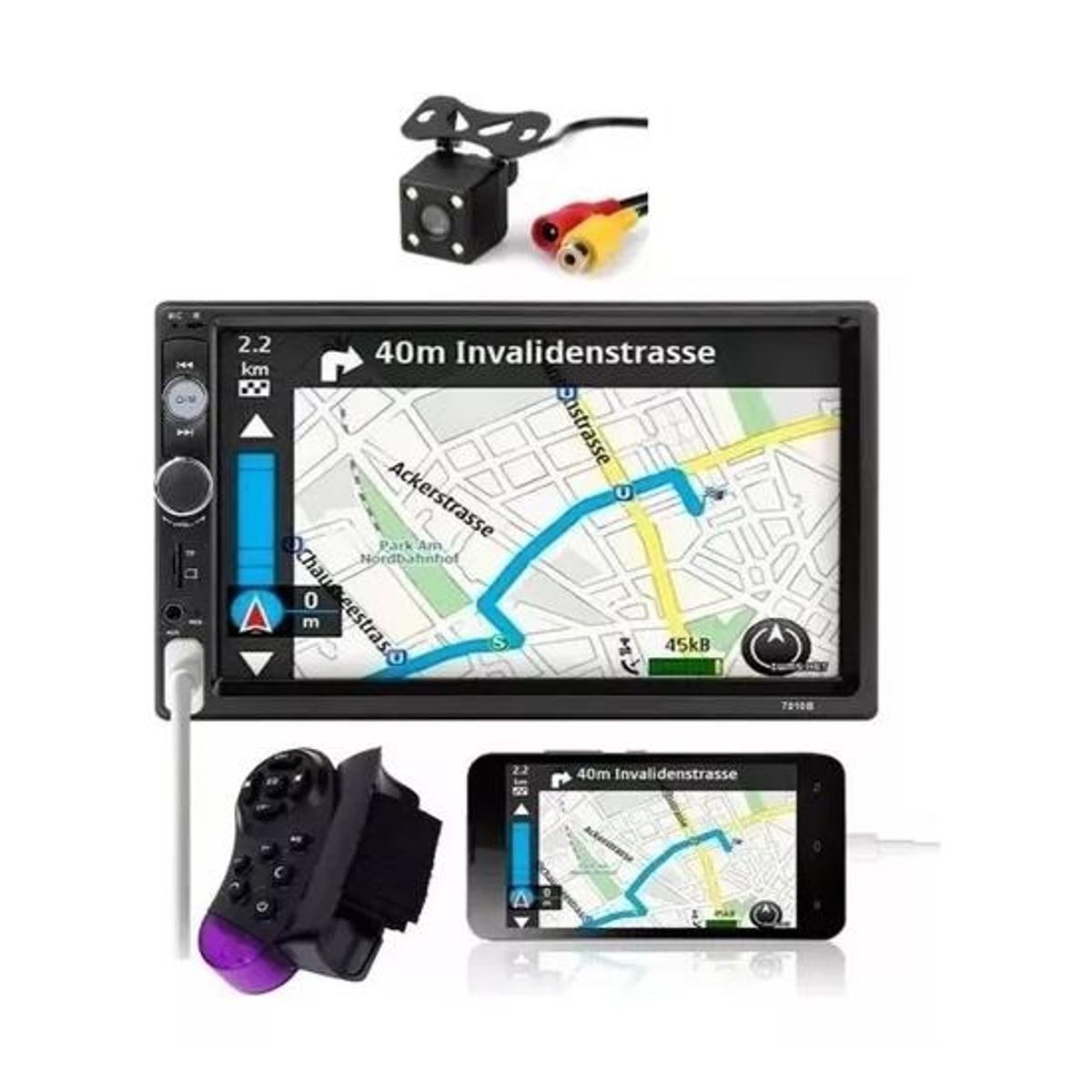 GENERICO - Radio para auto cámara retroceso color negro