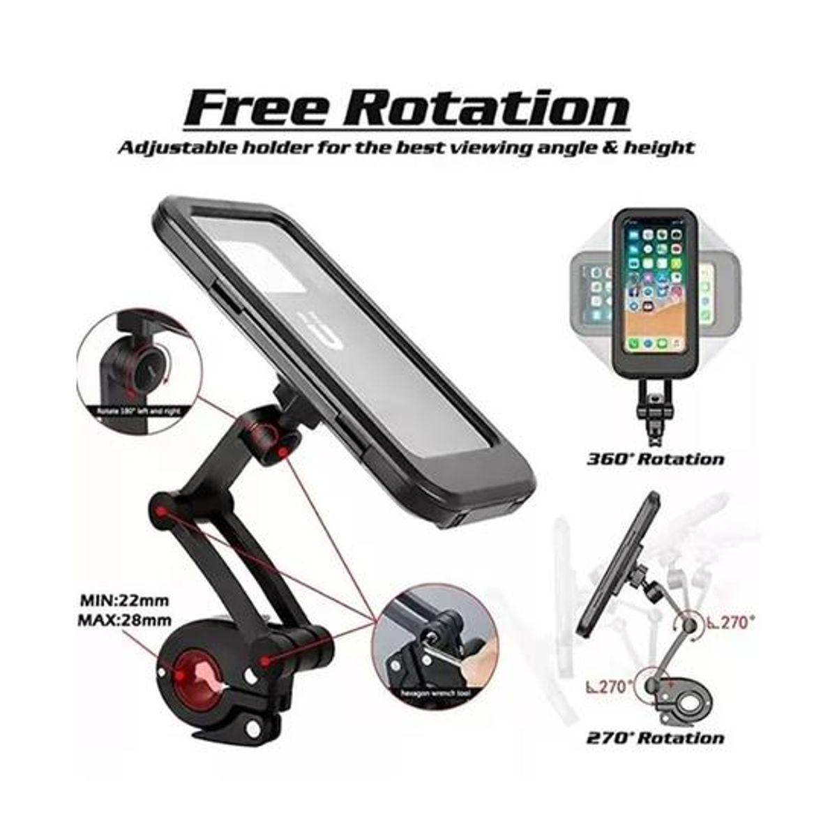 GENERICO - Soporte celular impermeable para bicicleta color negro