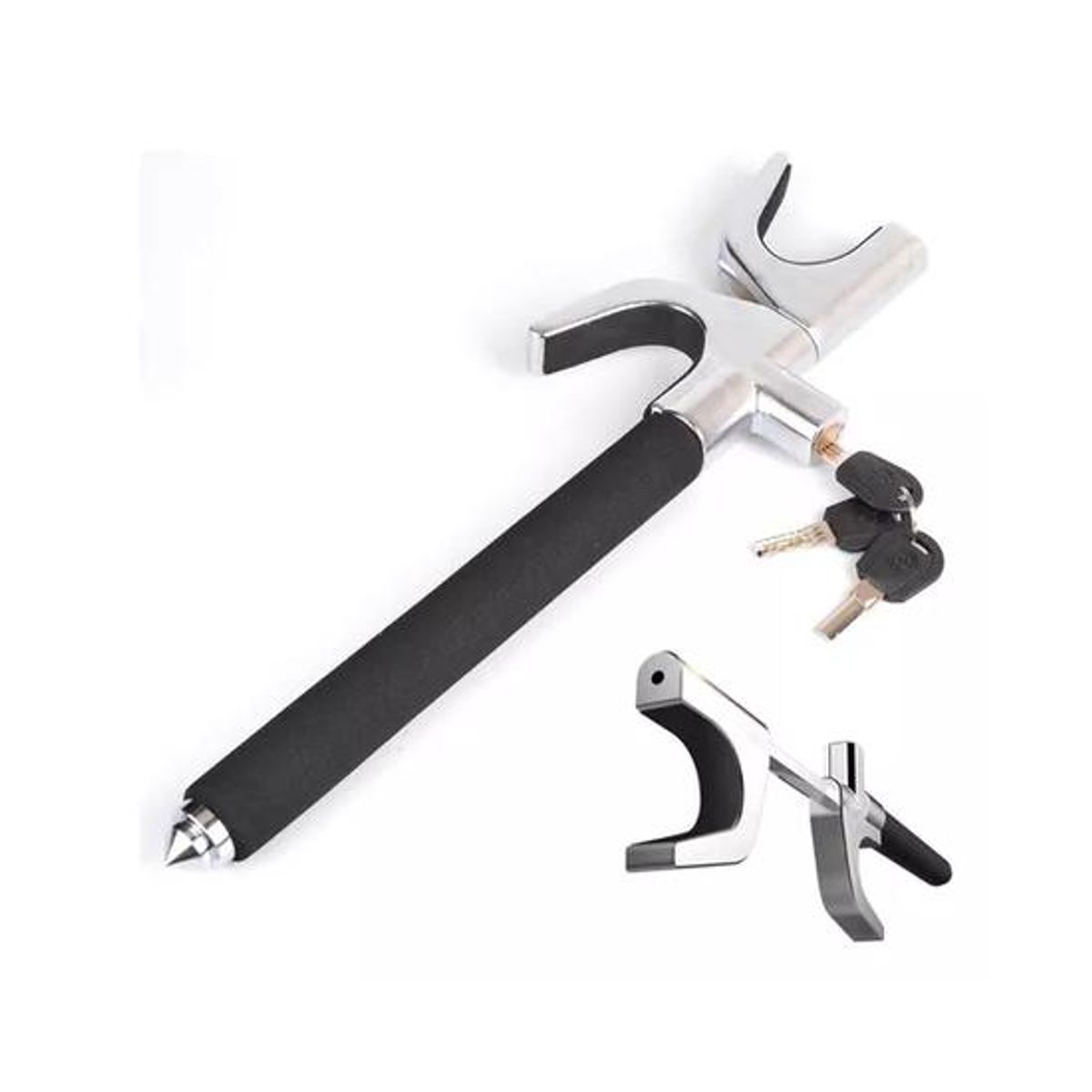 GENERICO - Bloqueo antirrobo para volante de auto color gris