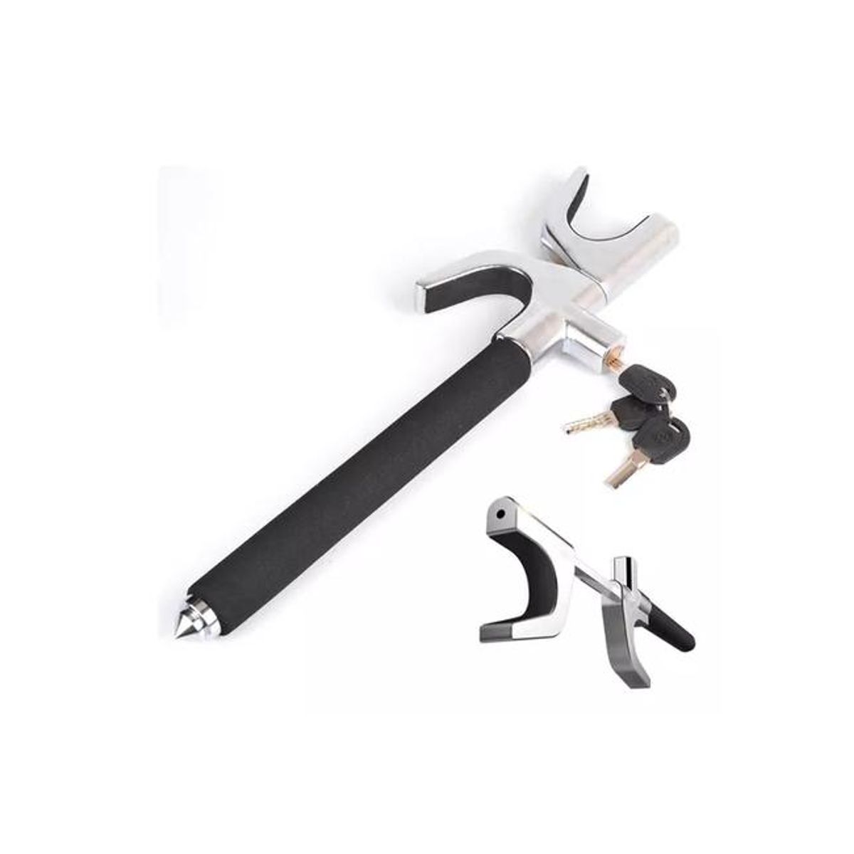 GENERICO - Bloqueo antirrobo para volante de auto color gris