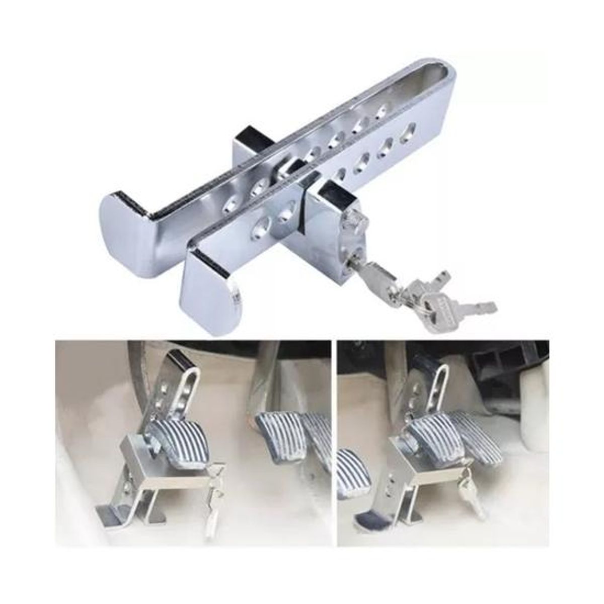 GENERICO - Traba pedal de seguridad antirrobo para auto color plata