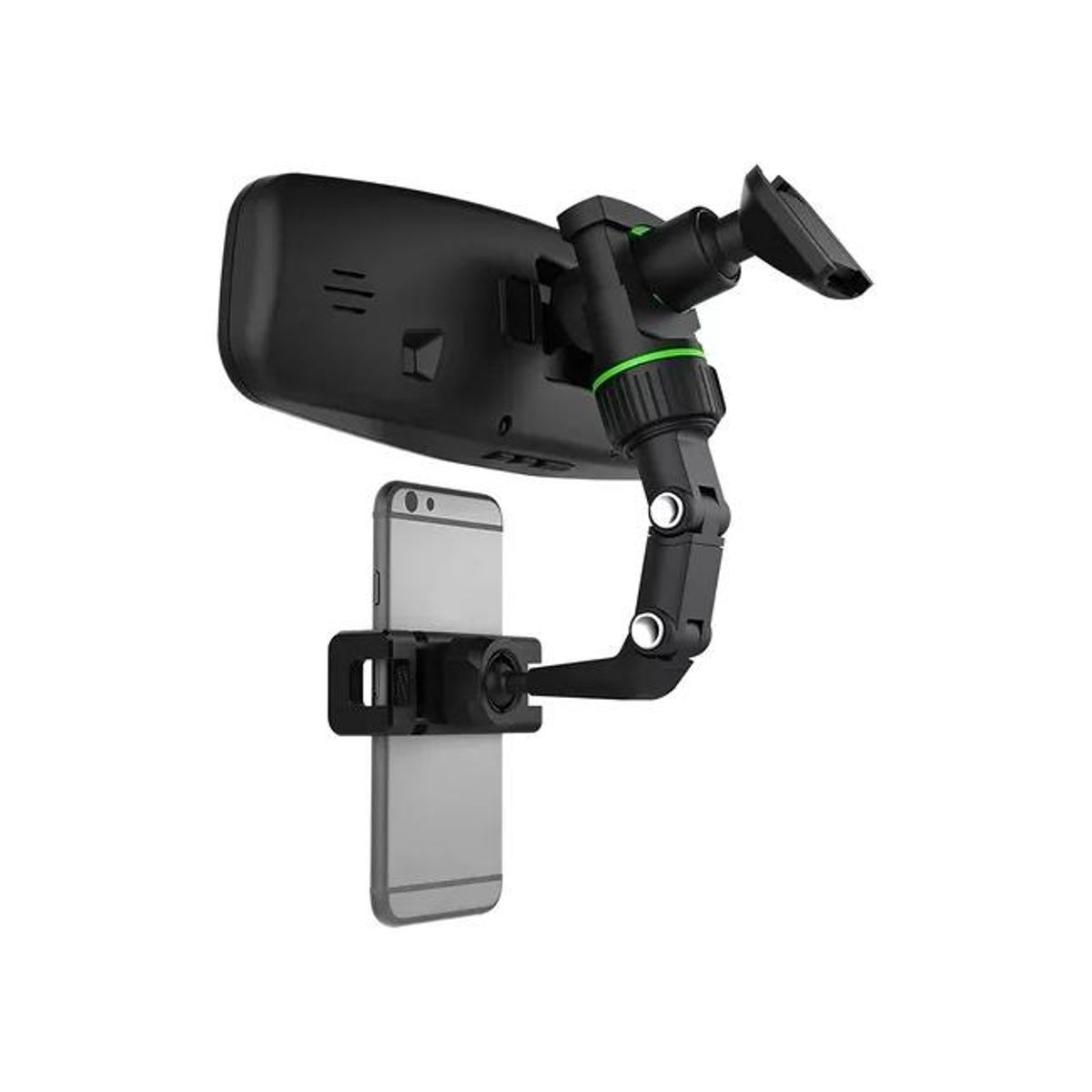 GENERICO - Soporte celular auto retrovisor universal 360° color negro