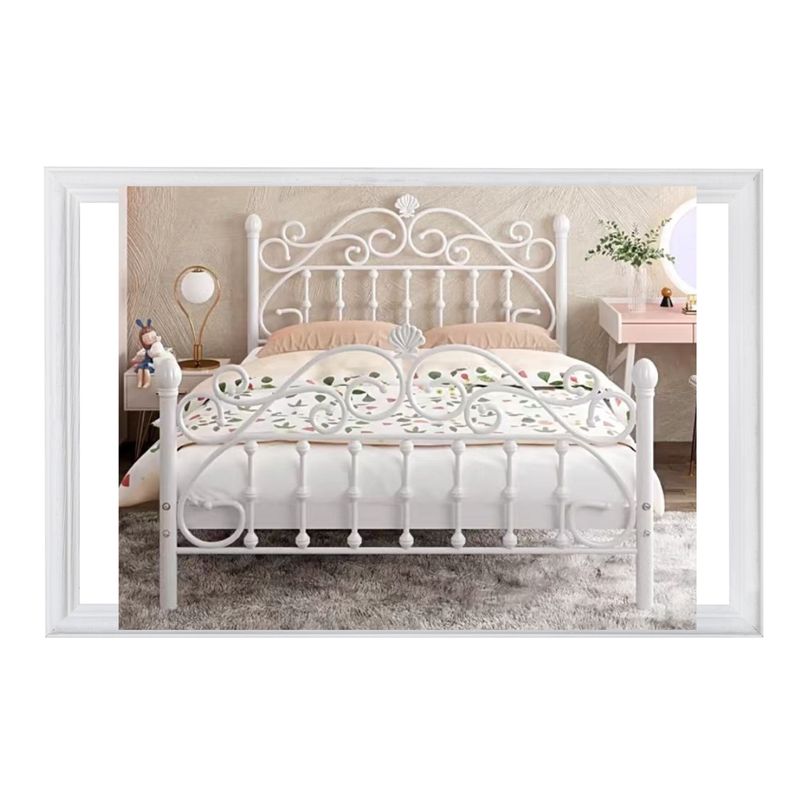 GENERICO - Cama de fierro forjado modelo Marthina 1 1/2 plazas Blanca