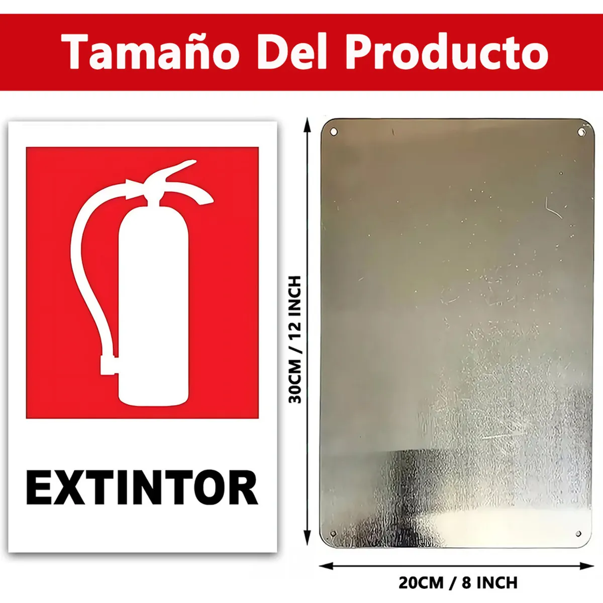 GENERICO - Señal Seguridad Extintor Aluminio Escuela Hospital 20x30cm