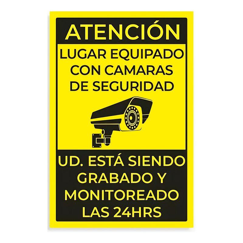 GENERICO - Señal De Advertencia Videovigilancia Hogar Oficina 20x30cm