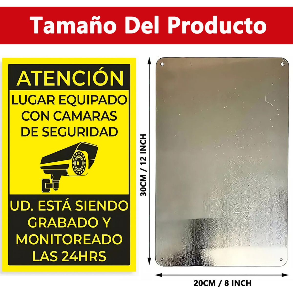GENERICO - Señal De Advertencia Videovigilancia Hogar Oficina 20x30cm