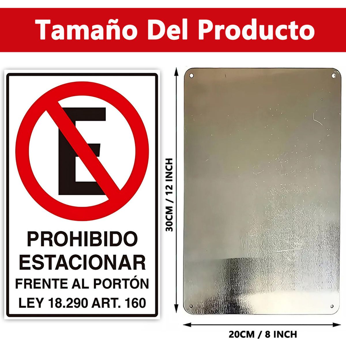 GENERICO - Señal De Advertencia No Estacionar Garaje Puerta 20x30cm