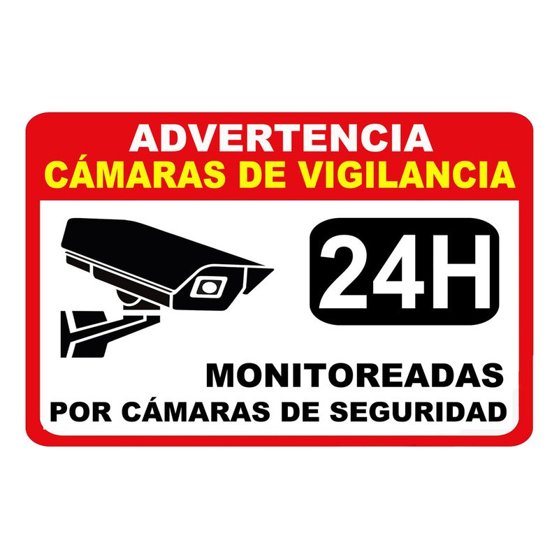 GENERICO - Señal De Cámara De Seguridad Hogar Oficina Tienda 30x20cm