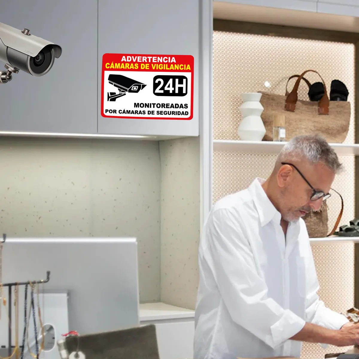 GENERICO - Señal De Cámara De Seguridad Hogar Oficina Tienda 30x20cm