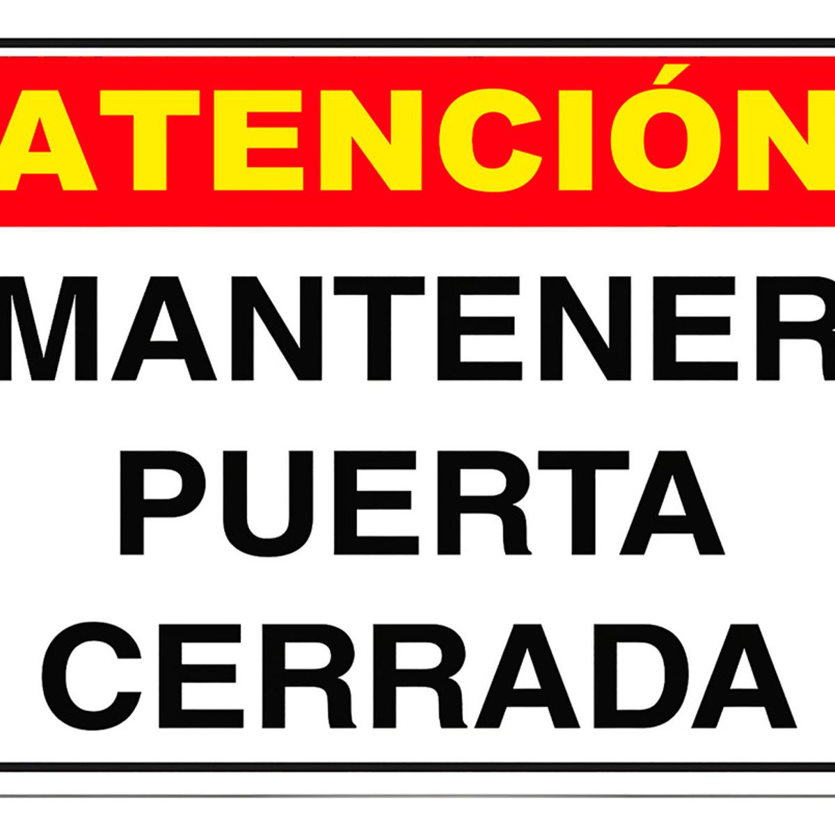 GENERICO - Señal De Advertencia Mantener Puerta Cerrada Oficina 30x20cm