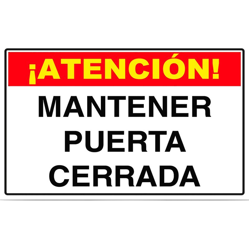 GENERICO - Señal De Advertencia Mantener Puerta Cerrada Oficina 30x20cm