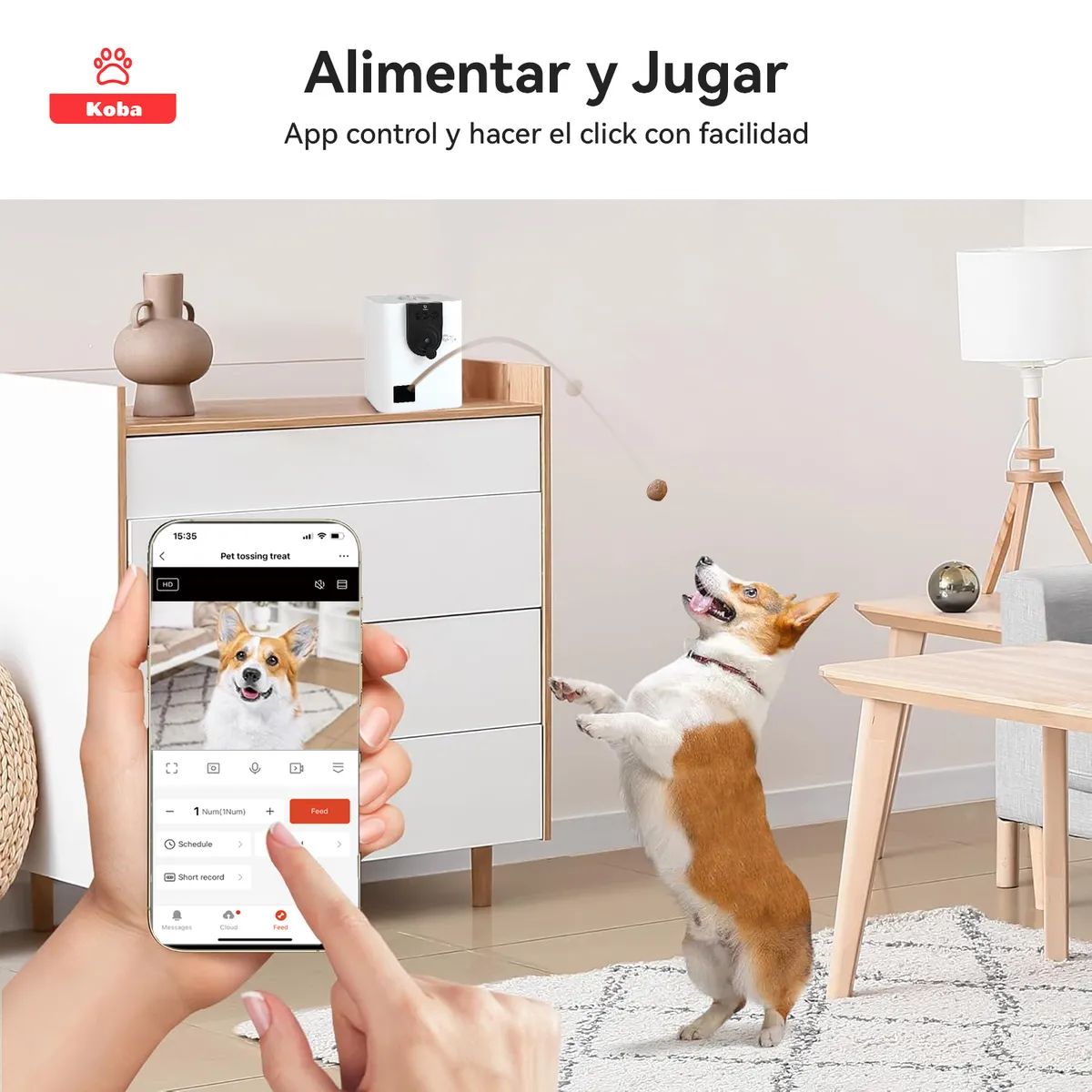 KOBA - Cámara Inteligente Mascota Con Alimentador Automático Koba