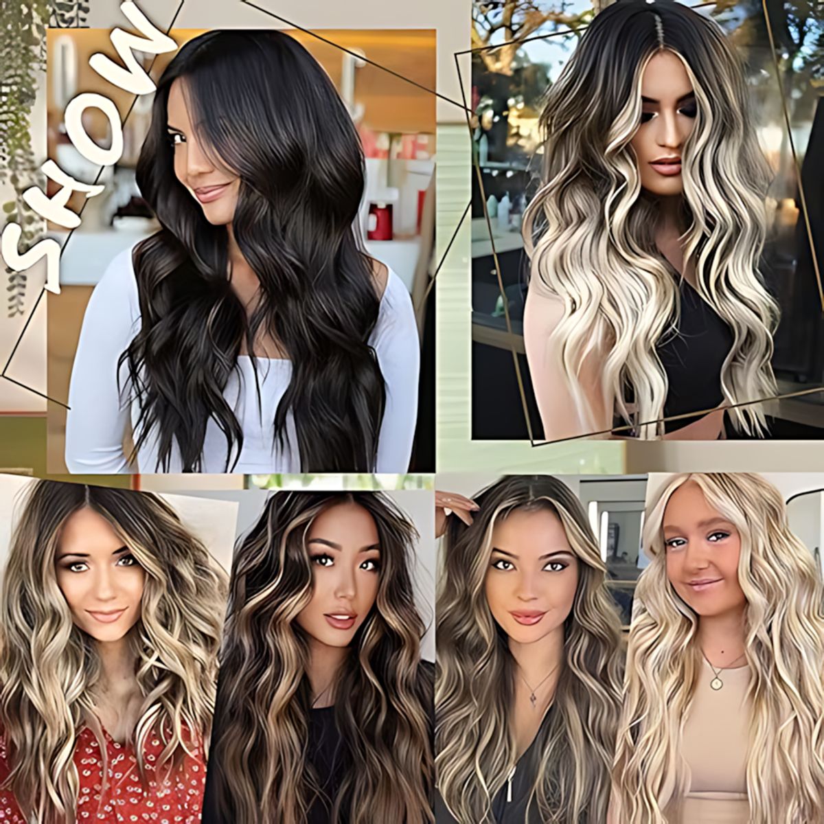 GENERICO - Rizos Negros Ondulados De Moda De 50 Cm De Largo Para Mujer