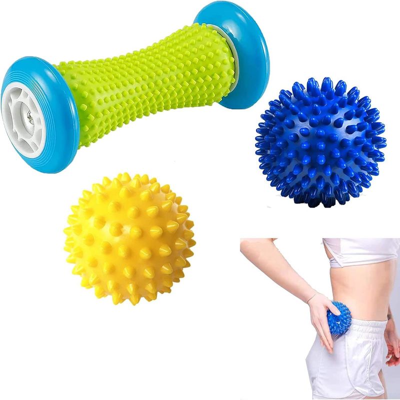 GENERICO - Masaje de pies Rodillo con 2 Bola De Masaje Aliviar Dolo 3pcs