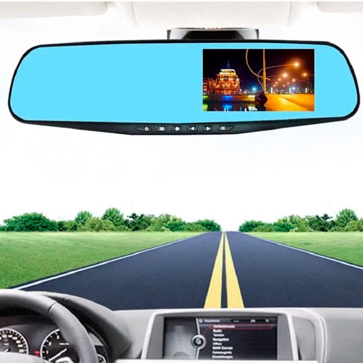GENERICO - Espejo Retrovisor Tv Doble Camara 1080P FULL HD Automóvil